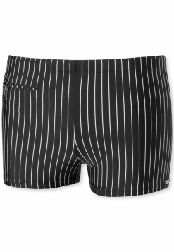 SCHIESSER nautical casual heren badkleding, retro zwembroek met ritszakje gerecyclede tricot strepen zwart