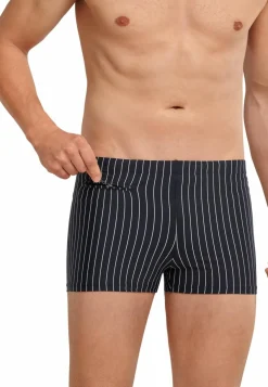 SCHIESSER nautical casual heren badkleding, retro zwembroek met ritszakje gerecyclede tricot strepen zwart