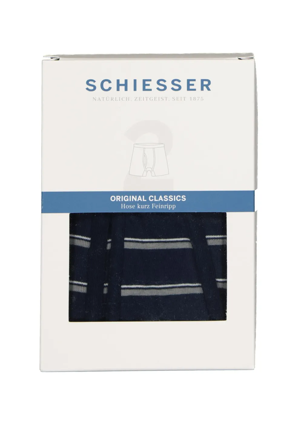 SCHIESSER Original Classics shorts (2-pack), Feinripp met gulp, blauw gestreept