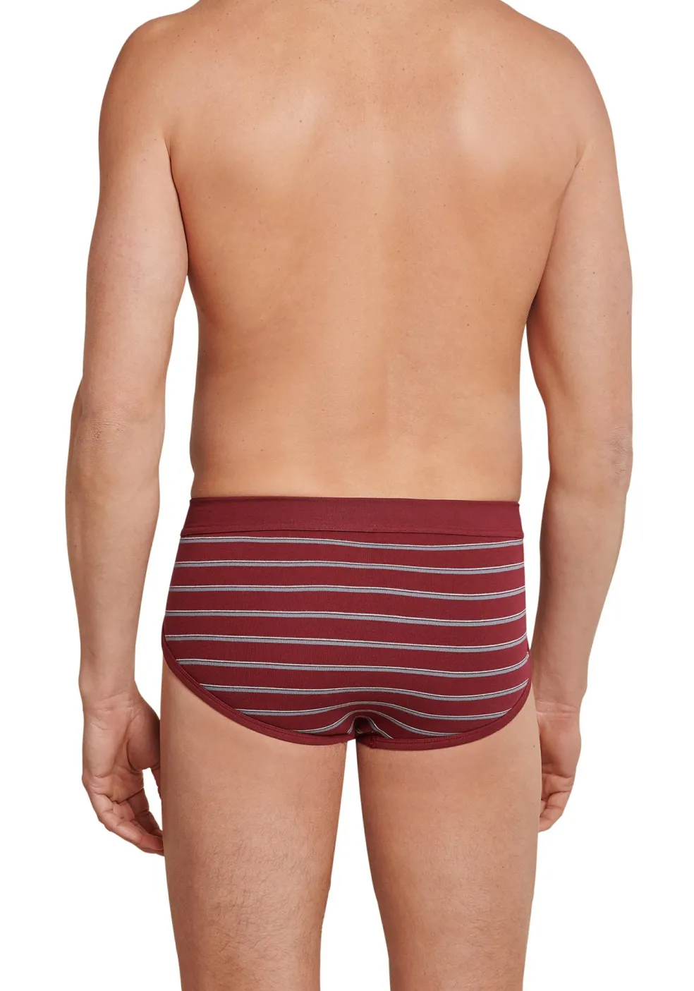 SCHIESSER Original Classics sportslips (2-pack), Feinripp met gulp, bordeaux rood gestreept