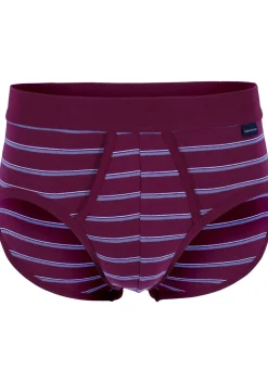 SCHIESSER Original Classics sportslips (2-pack), Feinripp met gulp, bordeaux rood gestreept