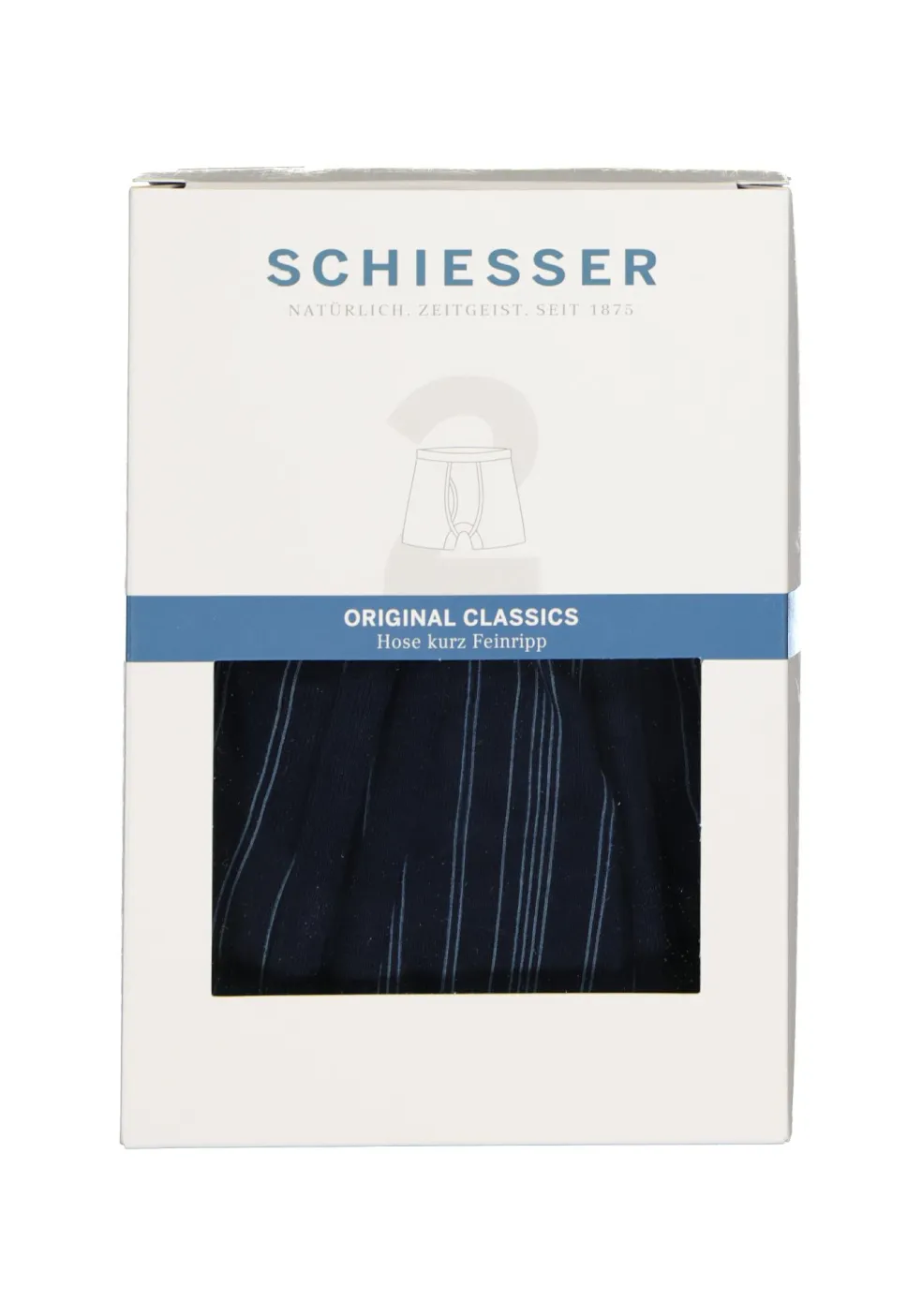 SCHIESSER Original Classics shorts (2-pack), Feinripp met gulp, blauw gestreept