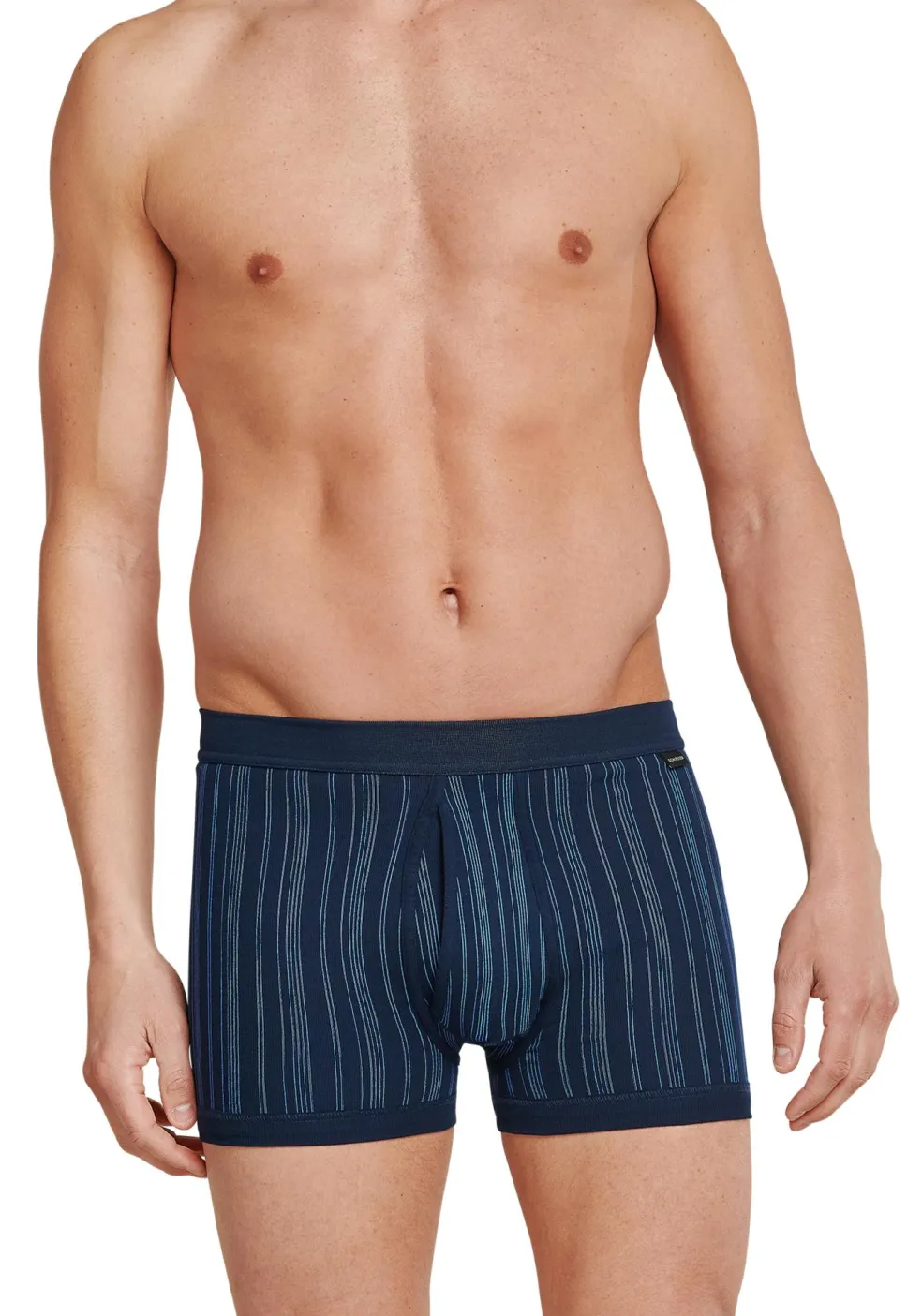 SCHIESSER Original Classics shorts (2-pack), Feinripp met gulp, blauw gestreept