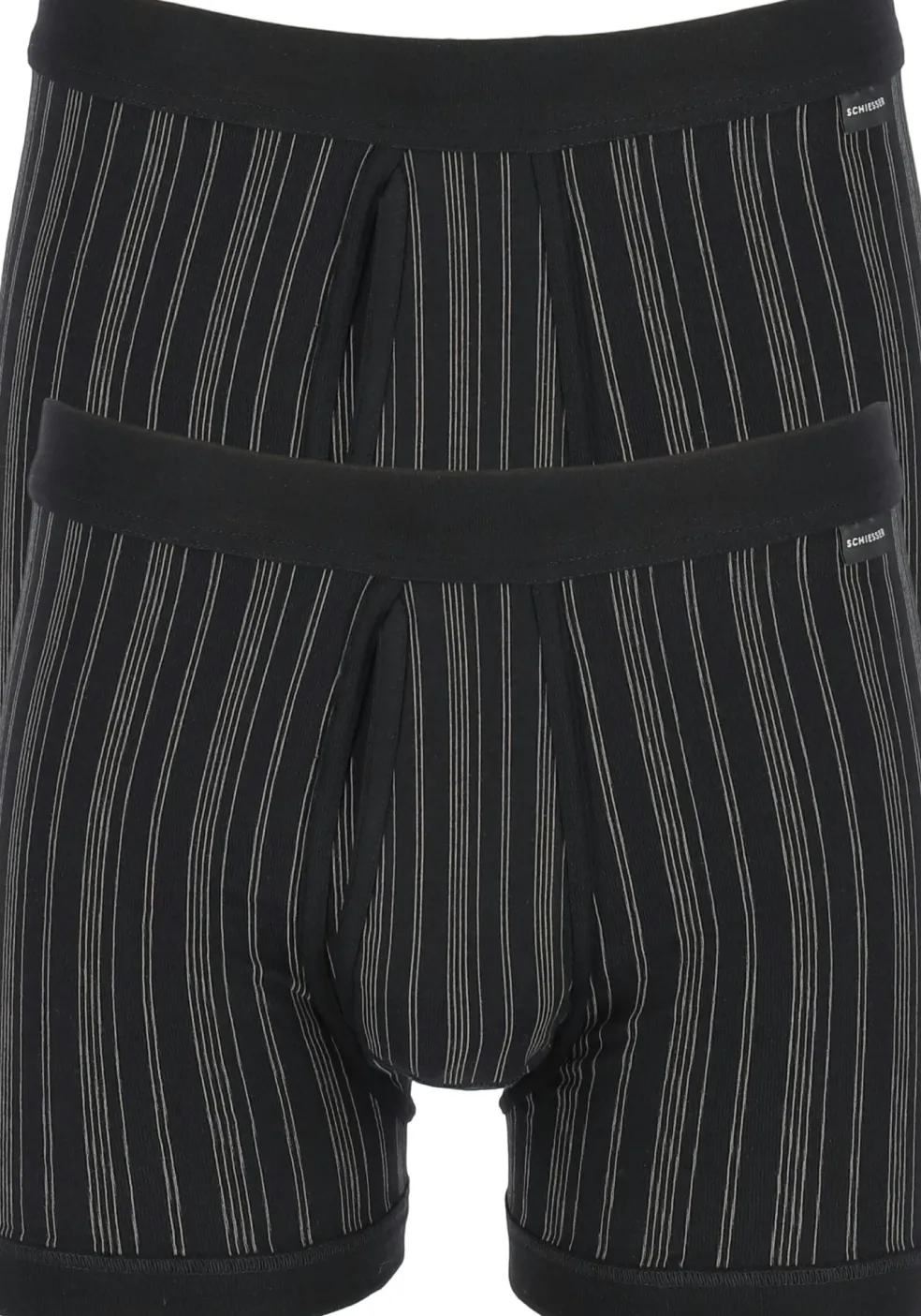 SCHIESSER Original Classics shorts (2-pack), Feinripp met gulp, zwart gestreept