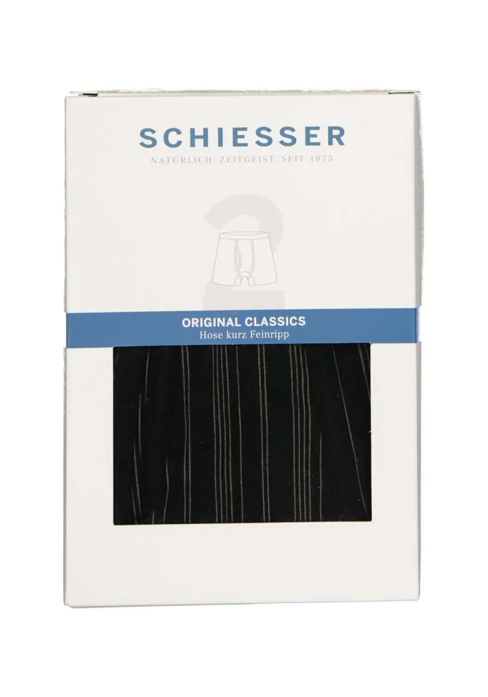SCHIESSER Original Classics shorts (2-pack), Feinripp met gulp, zwart gestreept