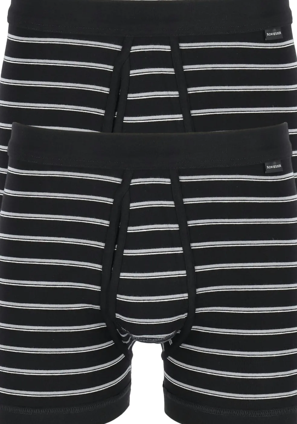 SCHIESSER Original Classics shorts (2-pack), Feinripp met gulp, zwart gestreept