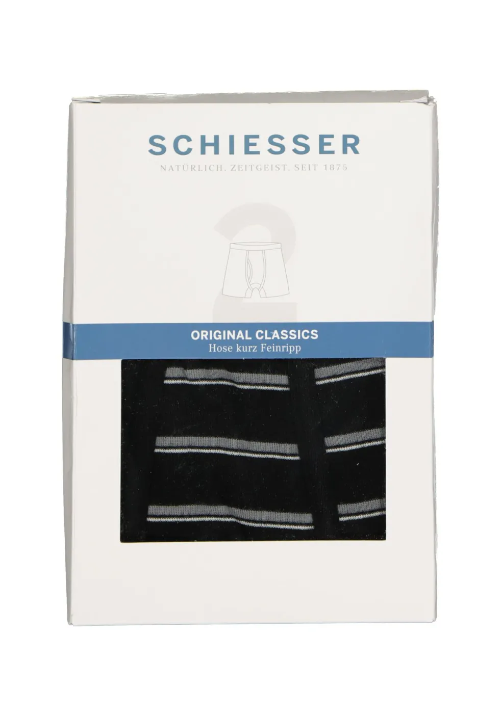 SCHIESSER Original Classics shorts (2-pack), Feinripp met gulp, zwart gestreept