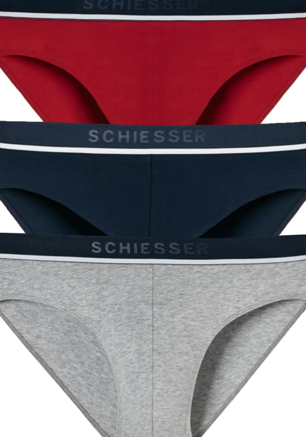 SCHIESSER 95/5 rioslips (3-pack), grijs, blauw en rood