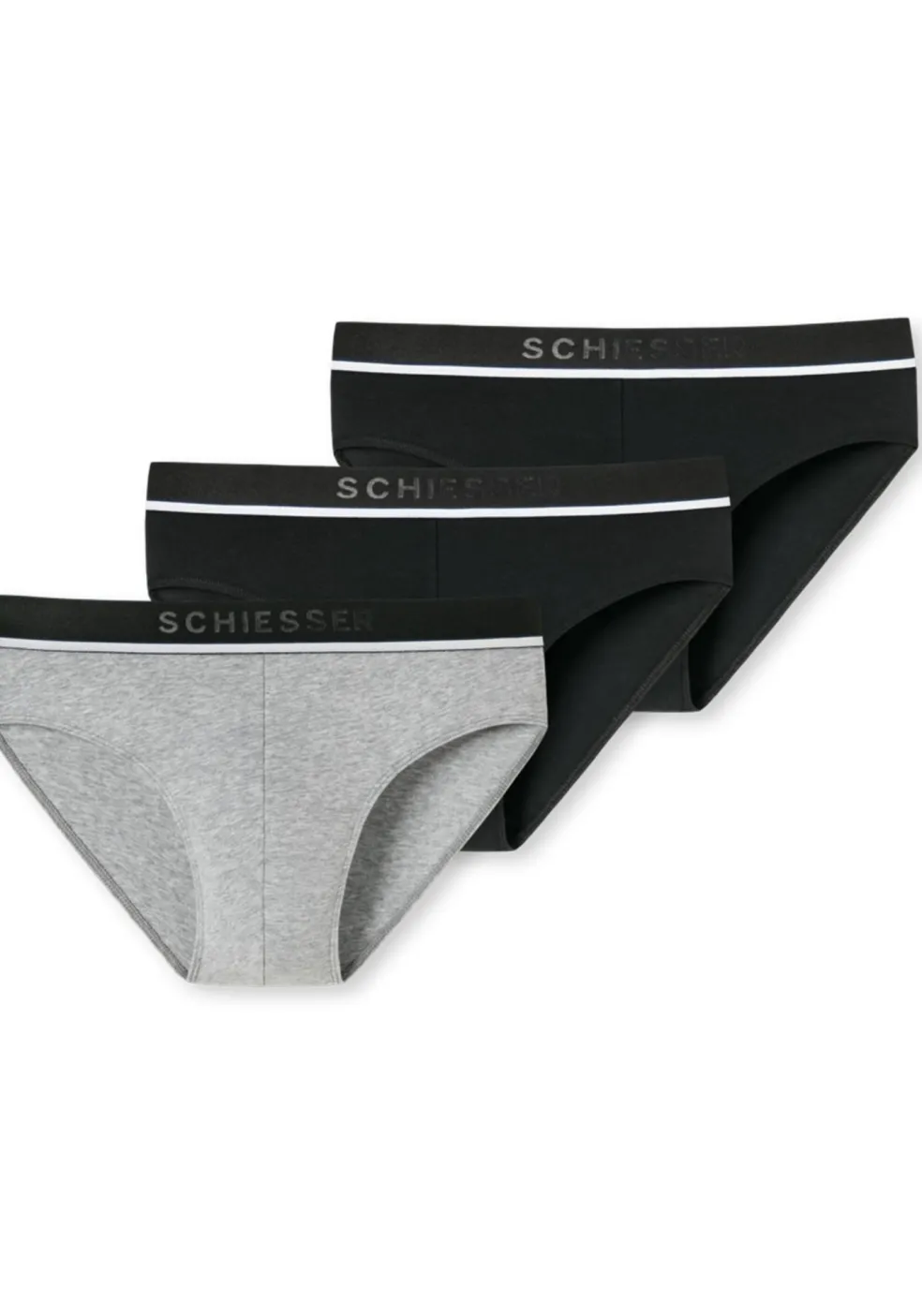 SCHIESSER 95/5 rioslips (3-pack), zwart, zwart en grijs