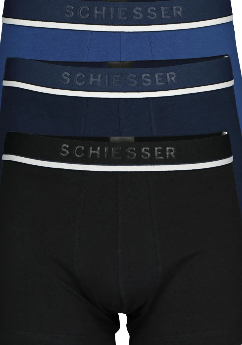 SCHIESSER 95/5 shorts (3-pack), zwart, blauw en donkerblauw