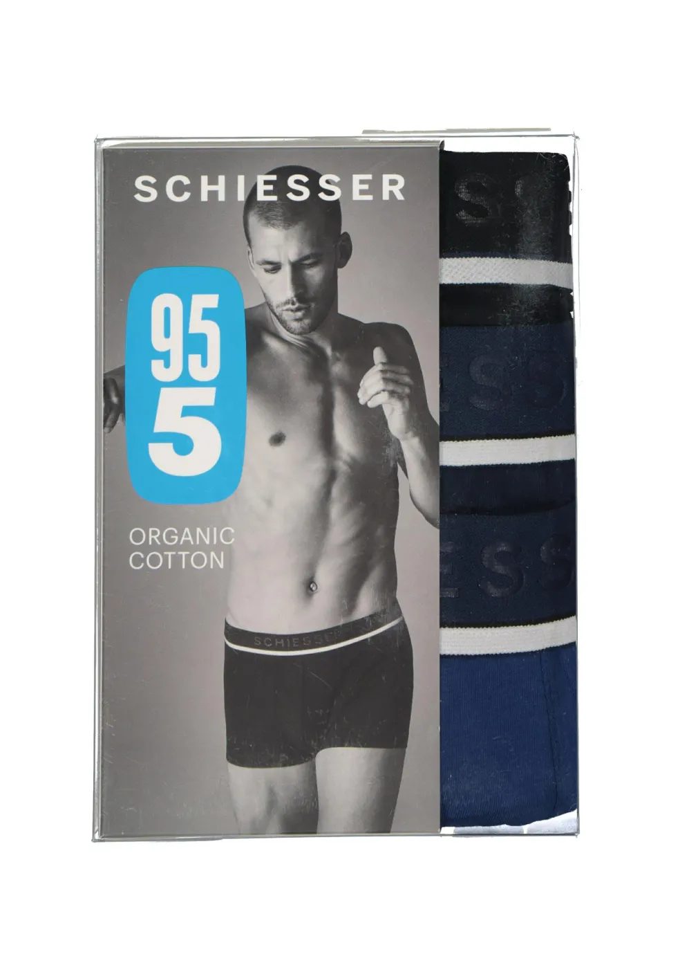 SCHIESSER 95/5 shorts (3-pack), zwart, blauw en donkerblauw