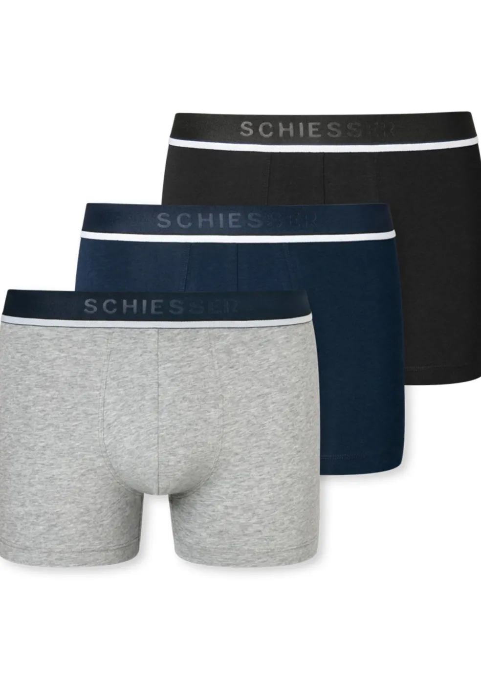 SCHIESSER 95/5 shorts (3-pack), zwart, blauw en grijs