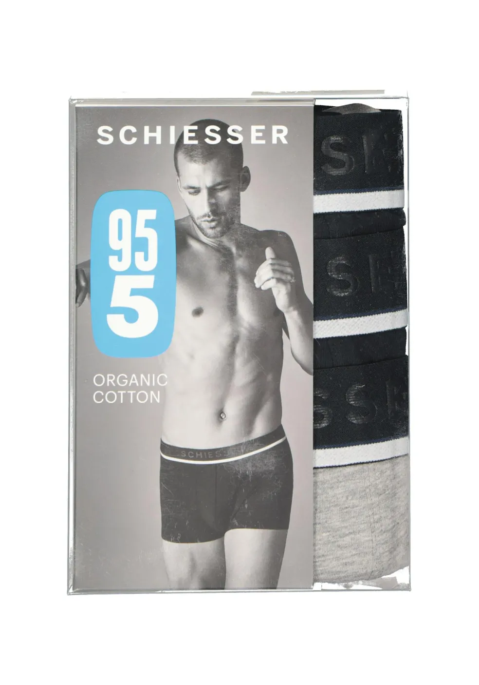 SCHIESSER 95/5 shorts (3-pack), zwart, zwart en grijs