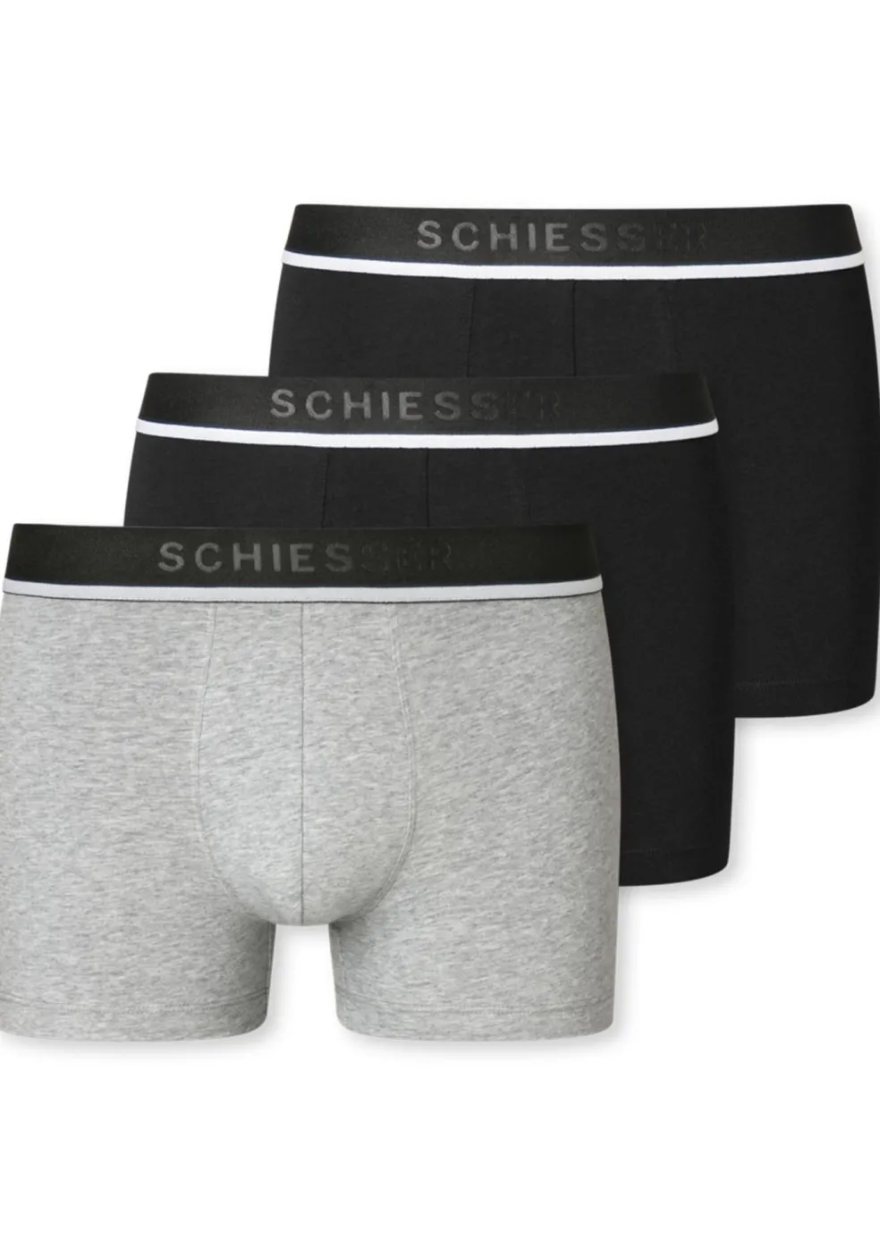 SCHIESSER 95/5 shorts (3-pack), zwart, zwart en grijs