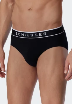 SCHIESSER 95/5 slip (3-pack), heren rioslip biologisch katoen geweven elastische tailleband zwart