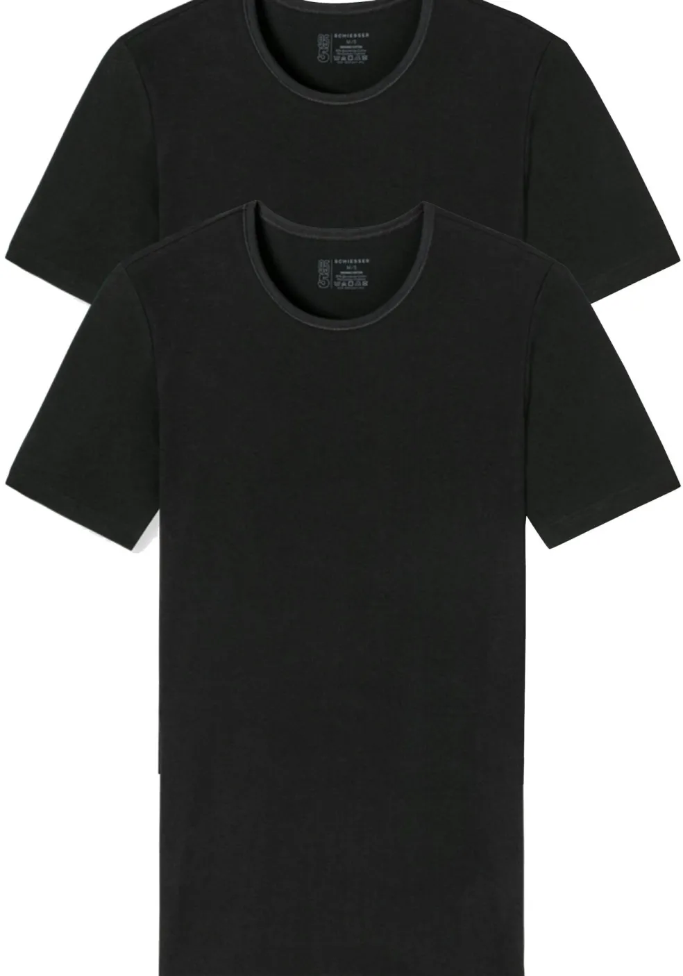 SCHIESSER 95/5 T-shirts (2-pack), O-hals, zwart