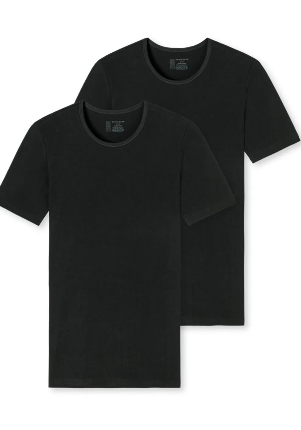 SCHIESSER 95/5 T-shirts (2-pack), O-hals, zwart