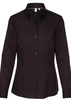 Seidensticker dames blouse slim fit, zwart