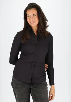 Seidensticker dames blouse slim fit, zwart