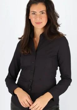 Seidensticker dames blouse slim fit, zwart