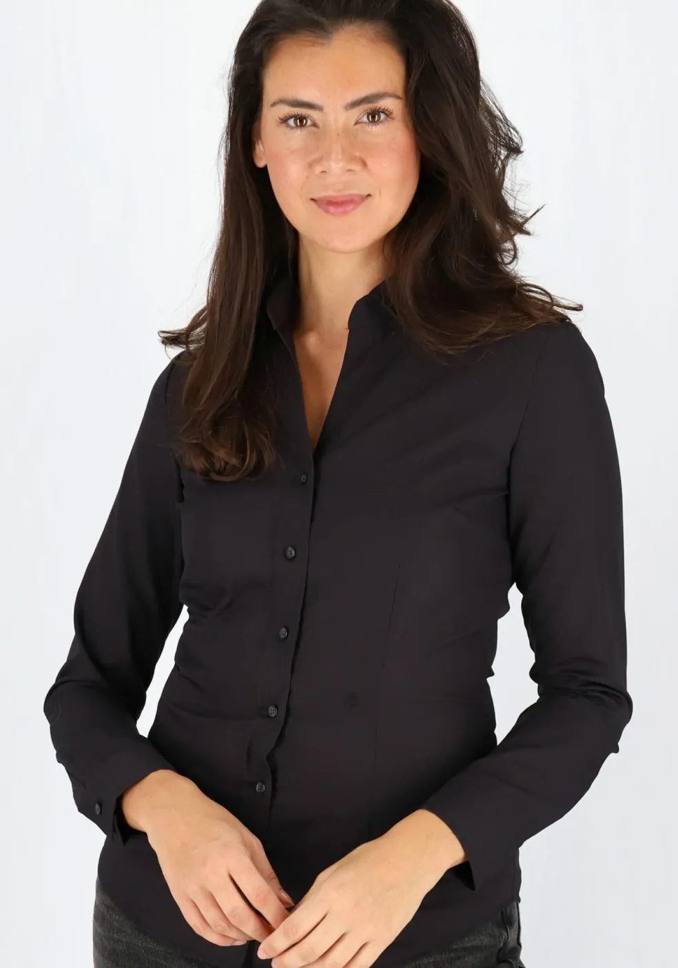 Seidensticker dames blouse slim fit, zwart