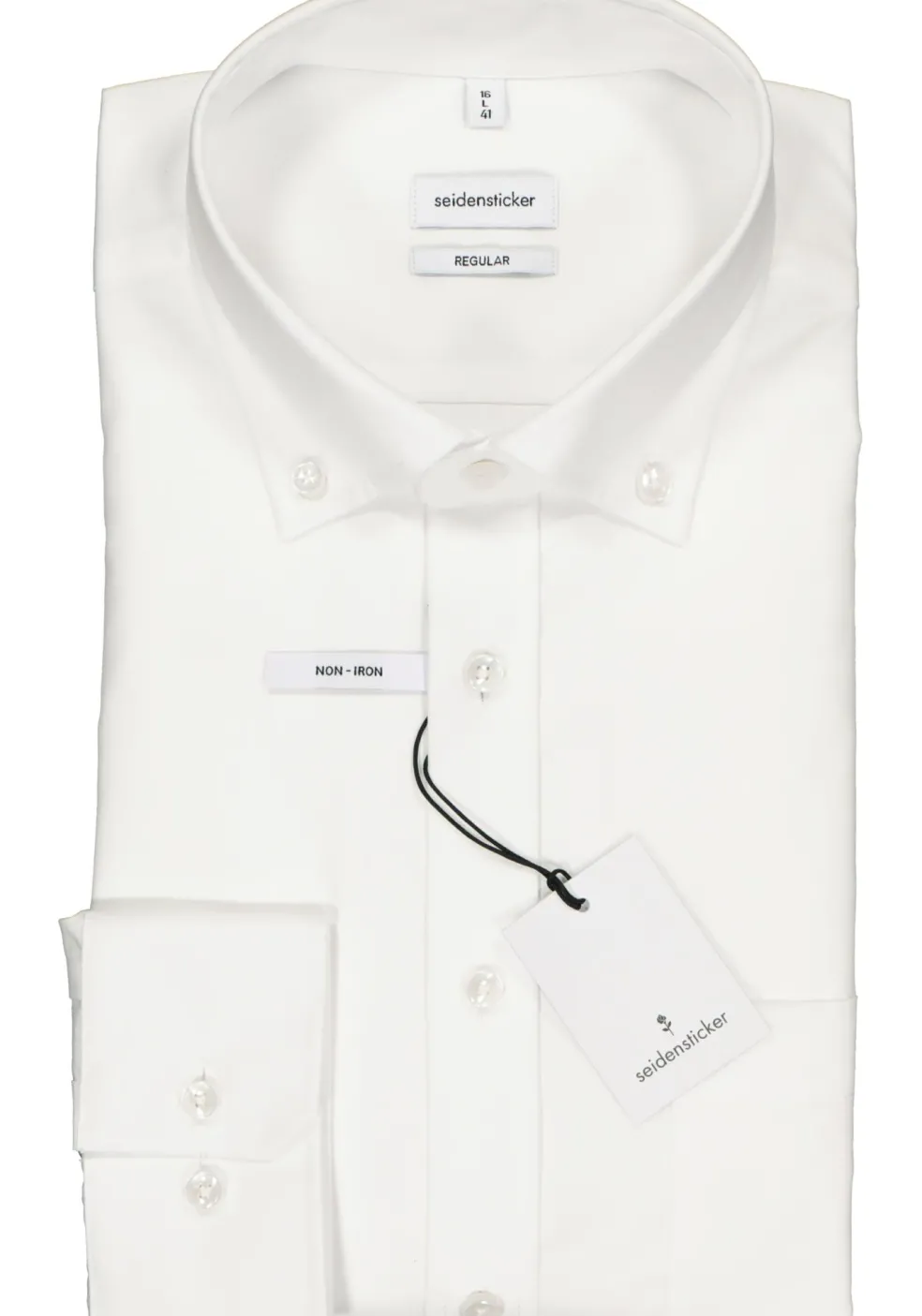 Seidensticker regular fit overhemd, button-down, wit