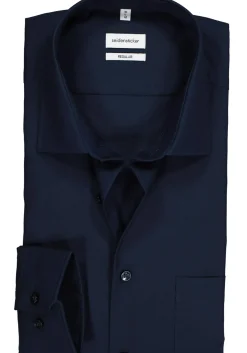 Seidensticker regular fit overhemd, donkerblauw