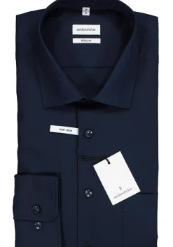 Seidensticker regular fit overhemd, donkerblauw