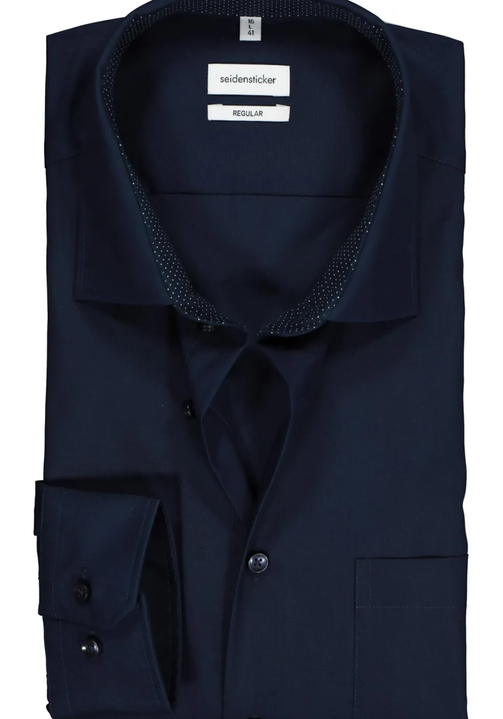 Seidensticker regular fit overhemd, donkerblauw (contrast)