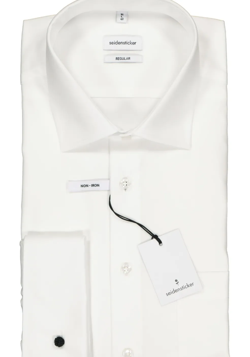 Seidensticker regular fit overhemd, dubbele manchet, wit