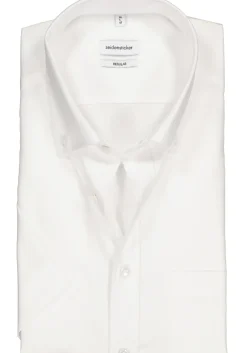 Seidensticker regular fit overhemd, korte mouw met button-down kraag, wit