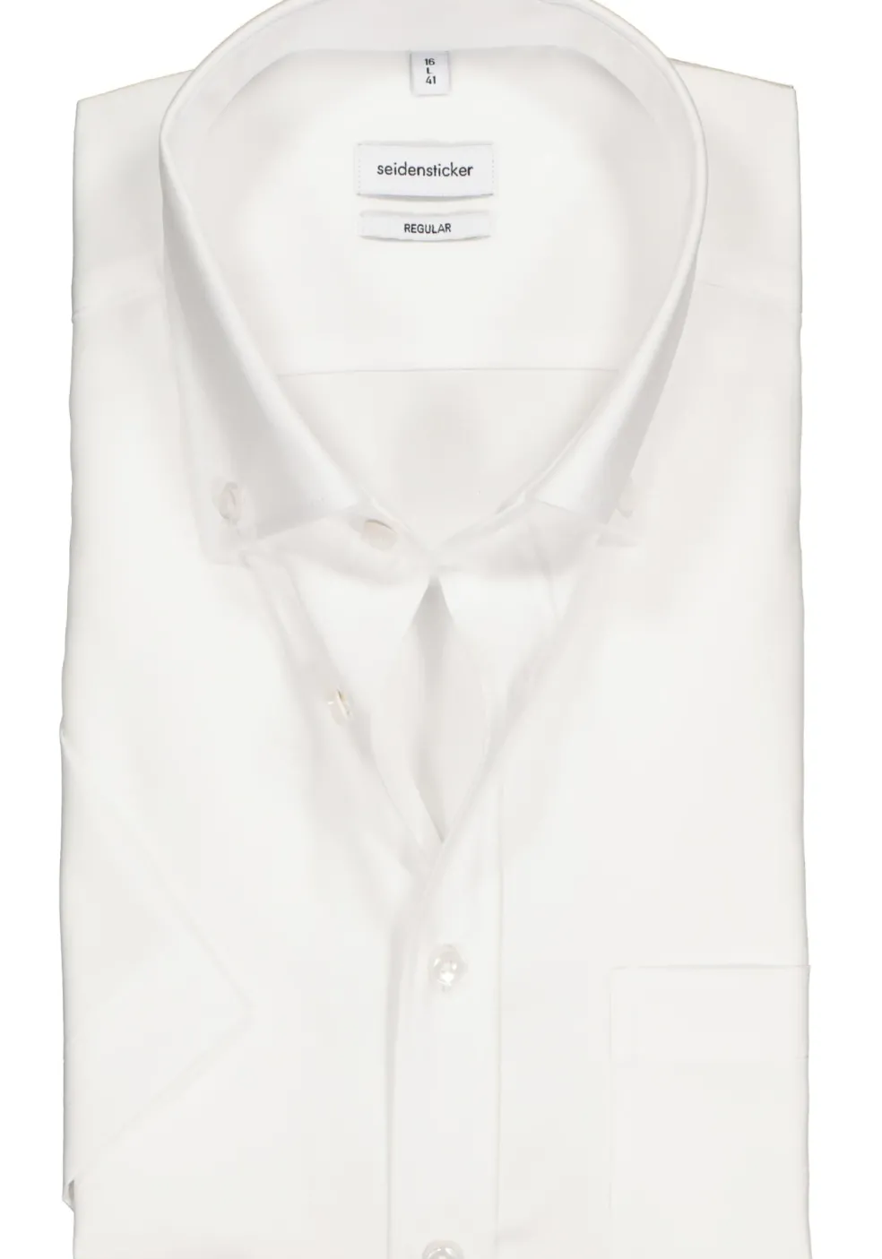 Seidensticker regular fit overhemd, korte mouw met button-down kraag, wit
