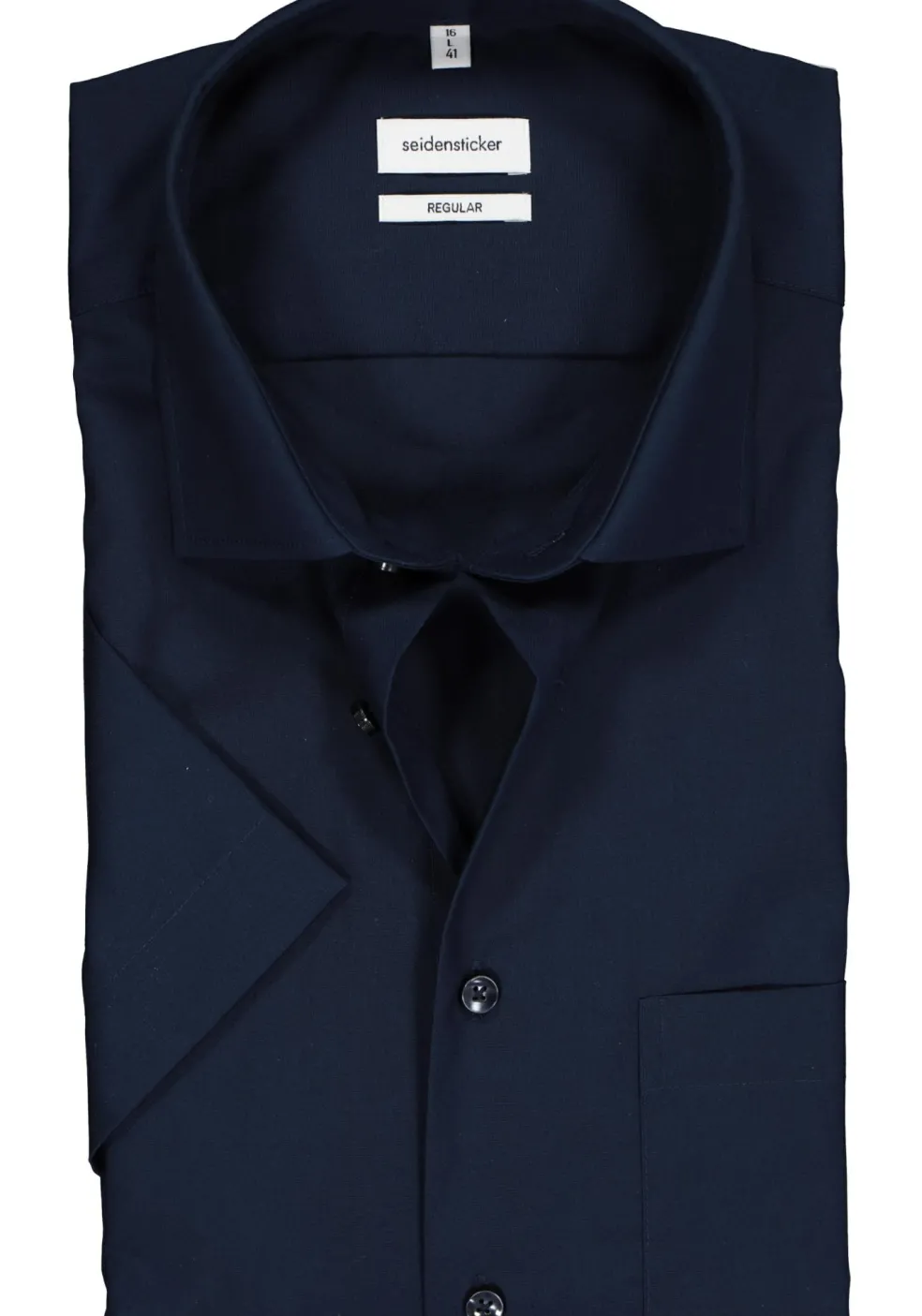Seidensticker regular fit overhemd, korte mouw, donkerblauw