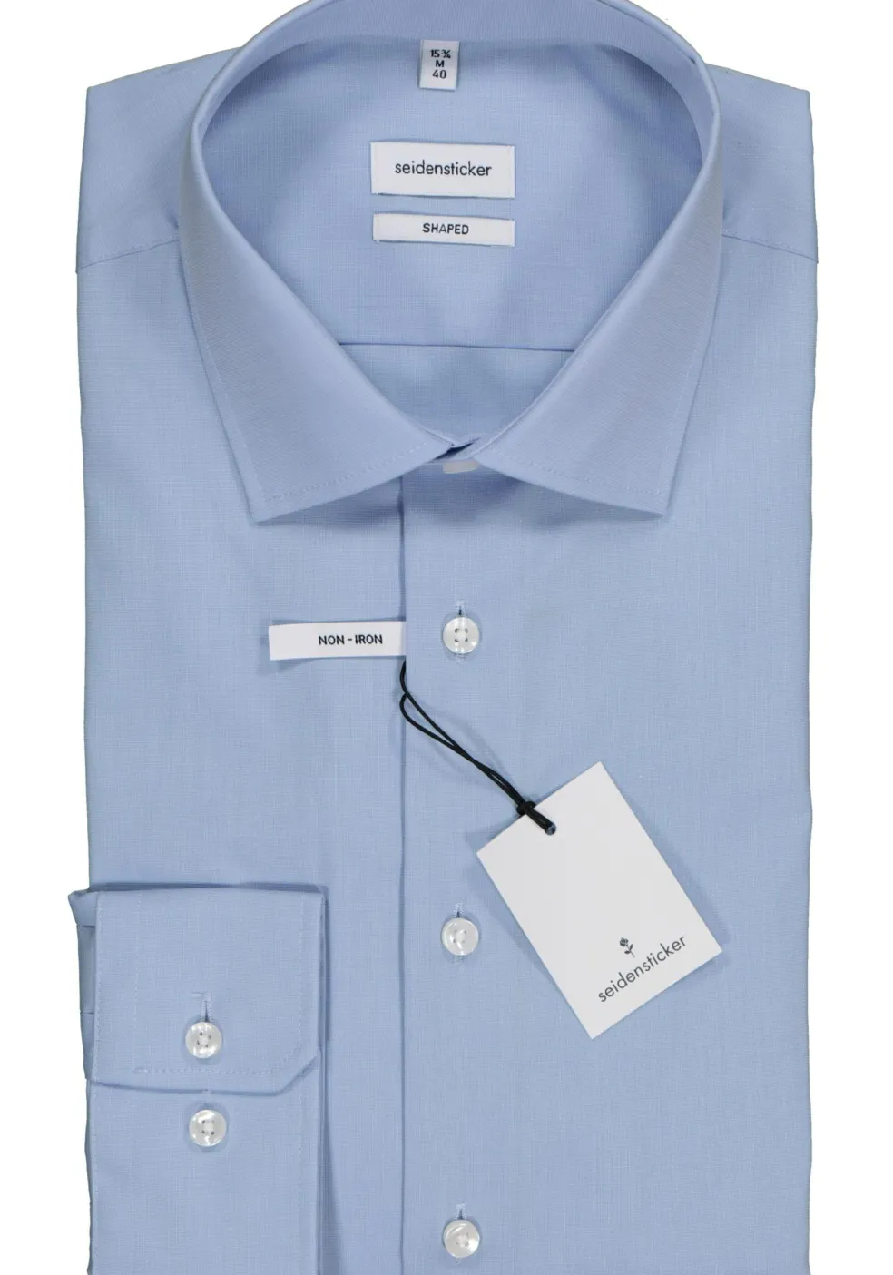 Seidensticker shaped fit overhemd, blauw fil a fil