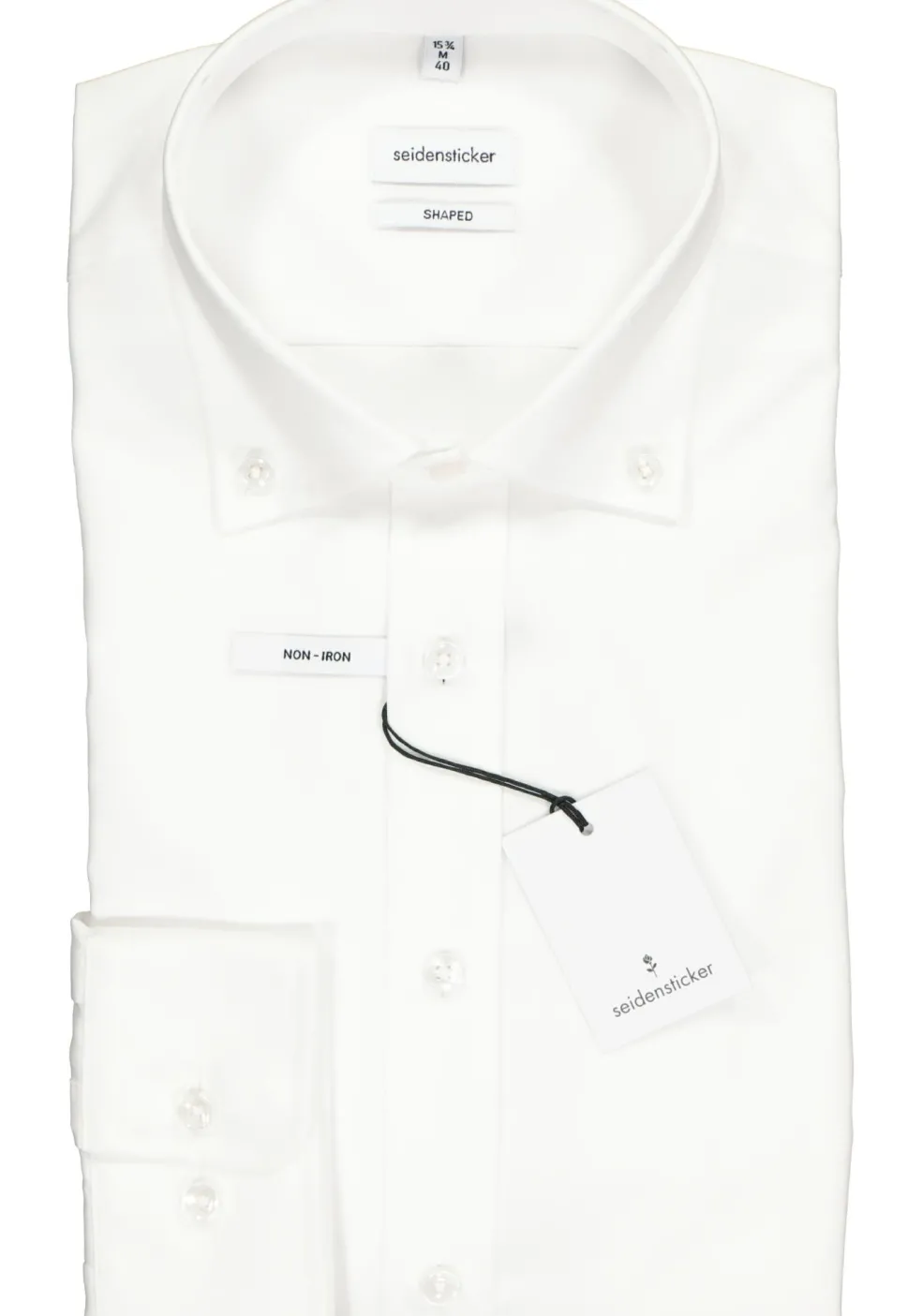 Seidensticker shaped fit overhemd, button-down kraag, wit