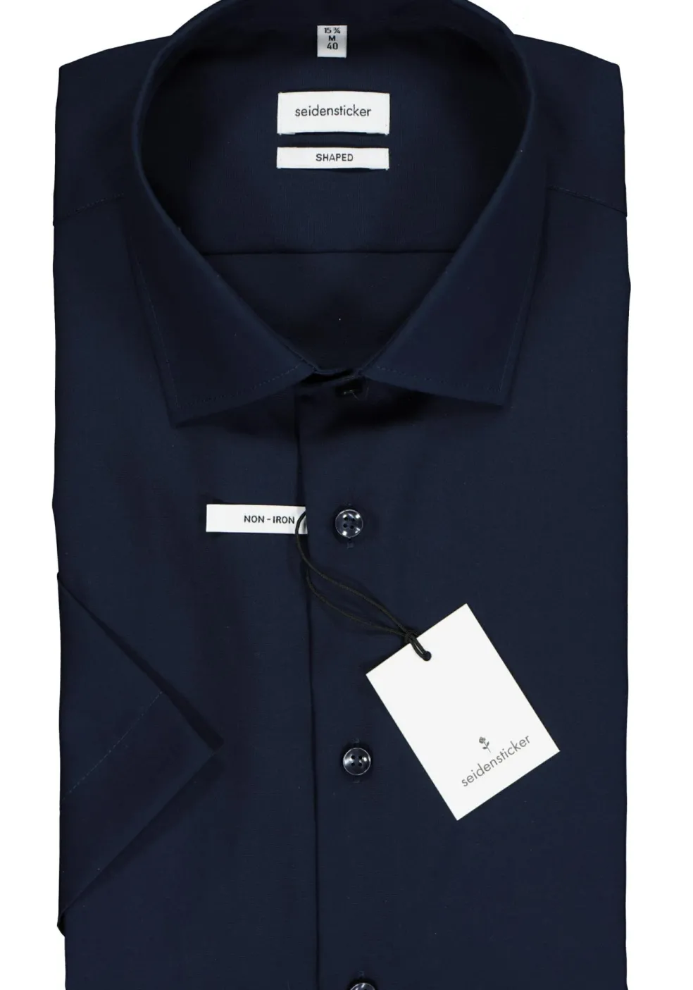 Seidensticker shaped fit overhemd, korte mouw, donkerblauw