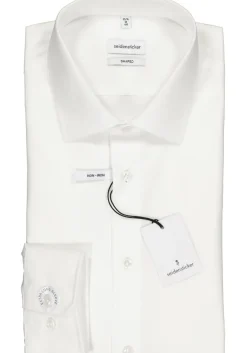Seidensticker shaped fit overhemd, mouwlengte 7, wit