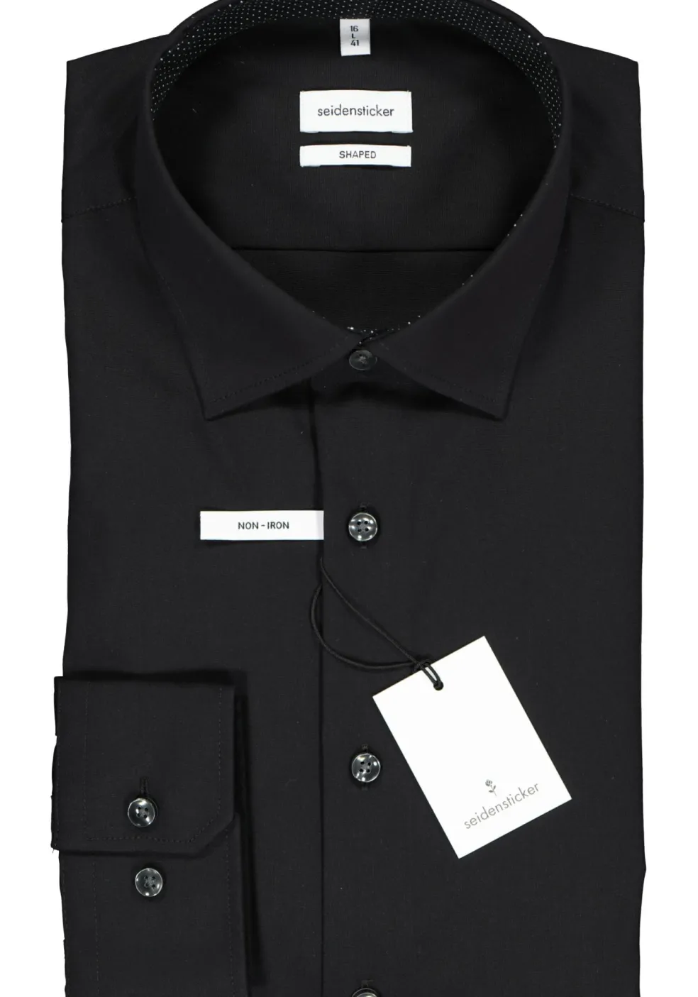Seidensticker shaped fit overhemd, zwart (contrast)