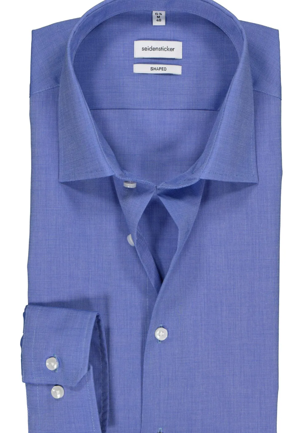Seidensticker shaped fit overhemd, blauw fil a fil