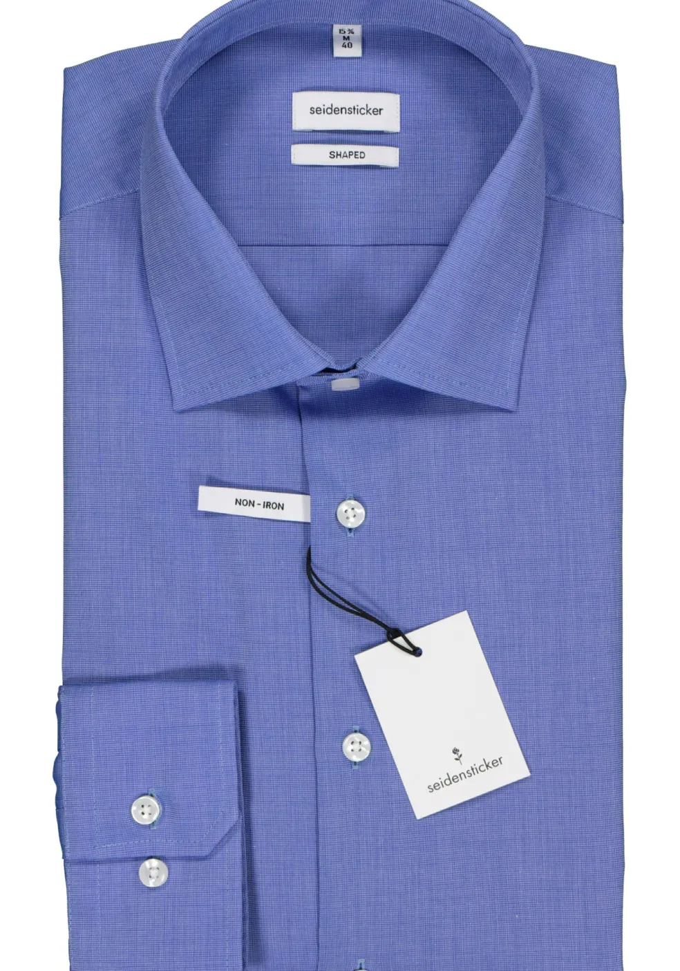 Seidensticker shaped fit overhemd, blauw fil a fil
