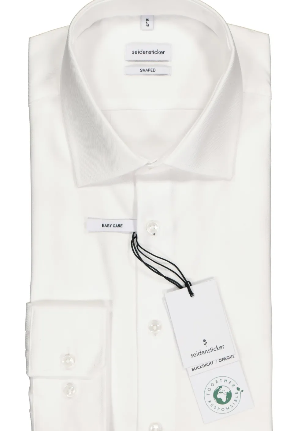 Seidensticker shaped fit overhemd, twill, wit