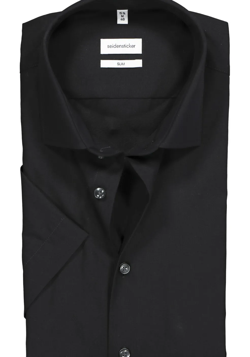 Seidensticker Slim Fit overhemd korte mouw, zwart