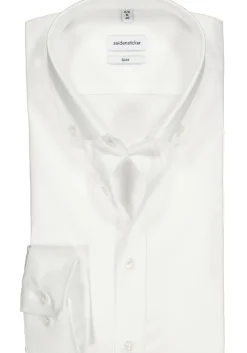 Seidensticker slim fit overhemd, button-down, wit
