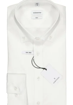 Seidensticker slim fit overhemd, button-down, wit