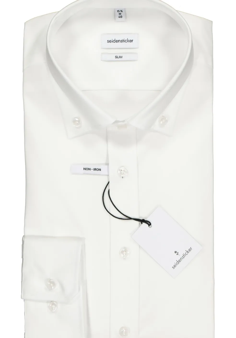 Seidensticker slim fit overhemd, button-down, wit