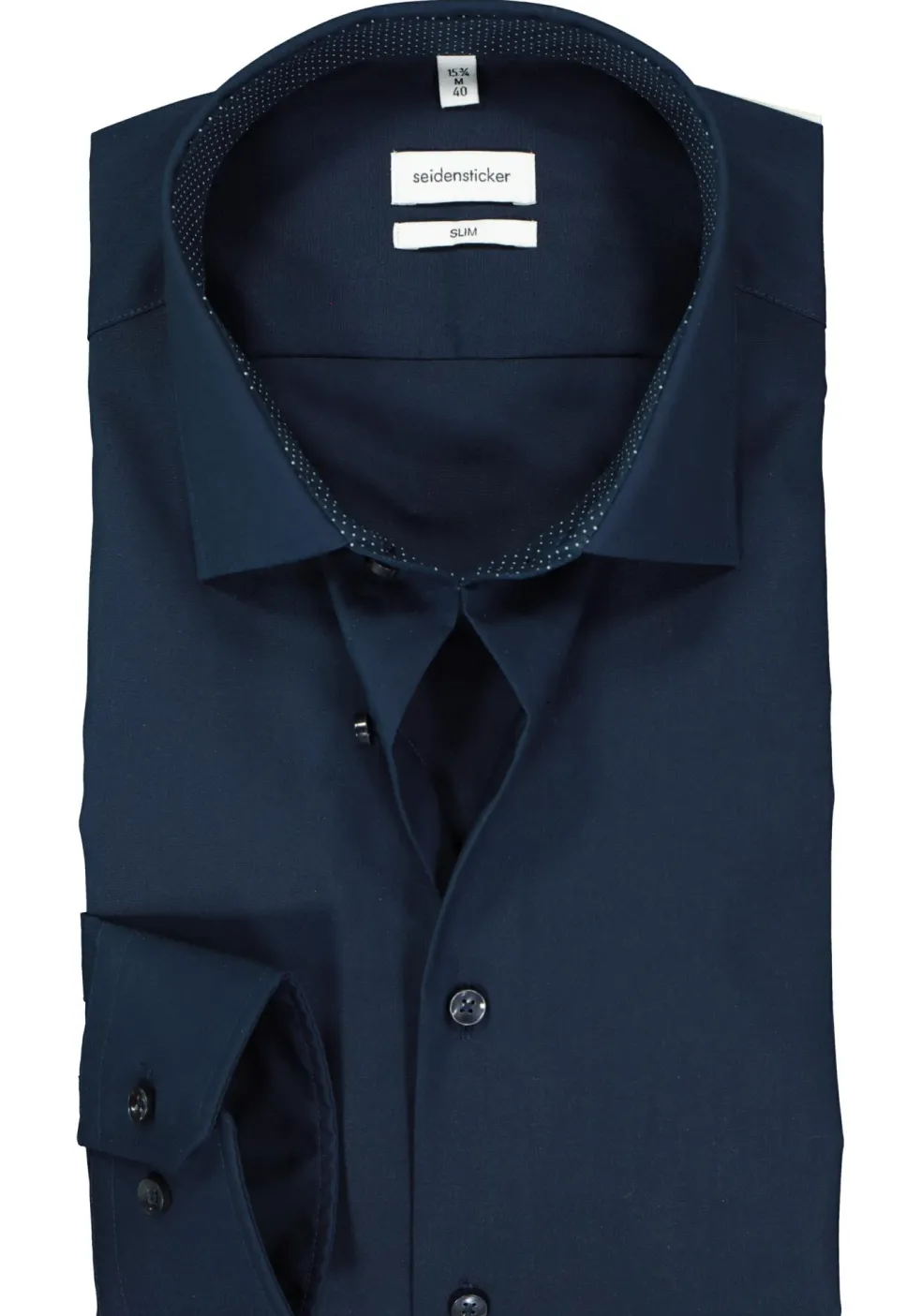 Seidensticker slim fit overhemd, donkerblauw (gestipt contrast)