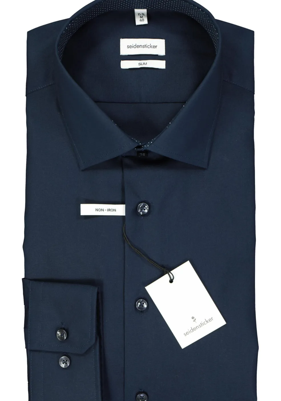 Seidensticker slim fit overhemd, donkerblauw (gestipt contrast)