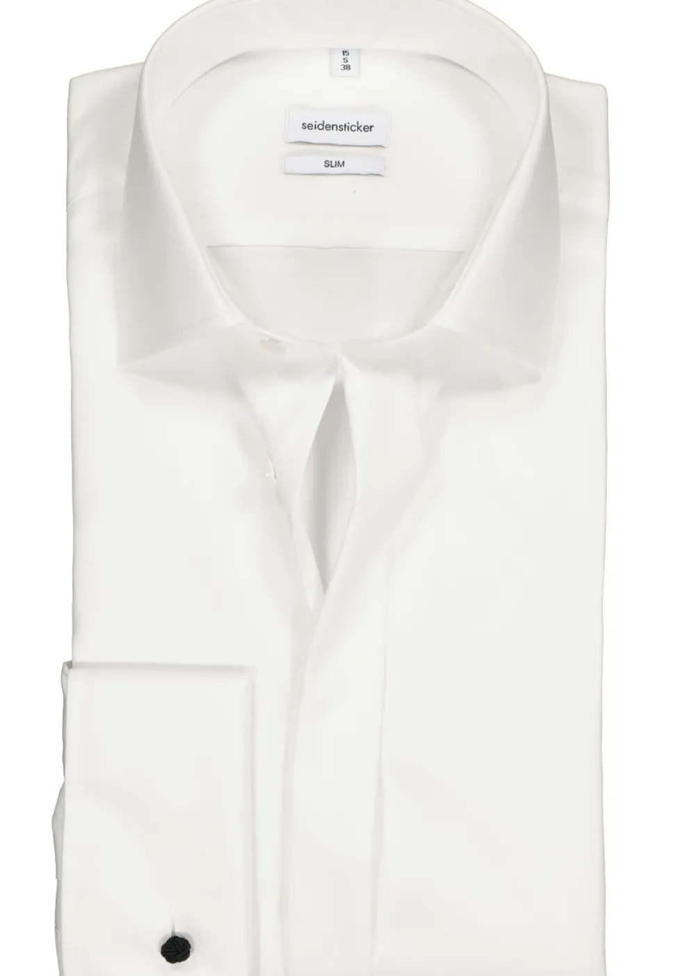 Seidensticker slim fit overhemd, dubbele manchet Kent kraag, wit