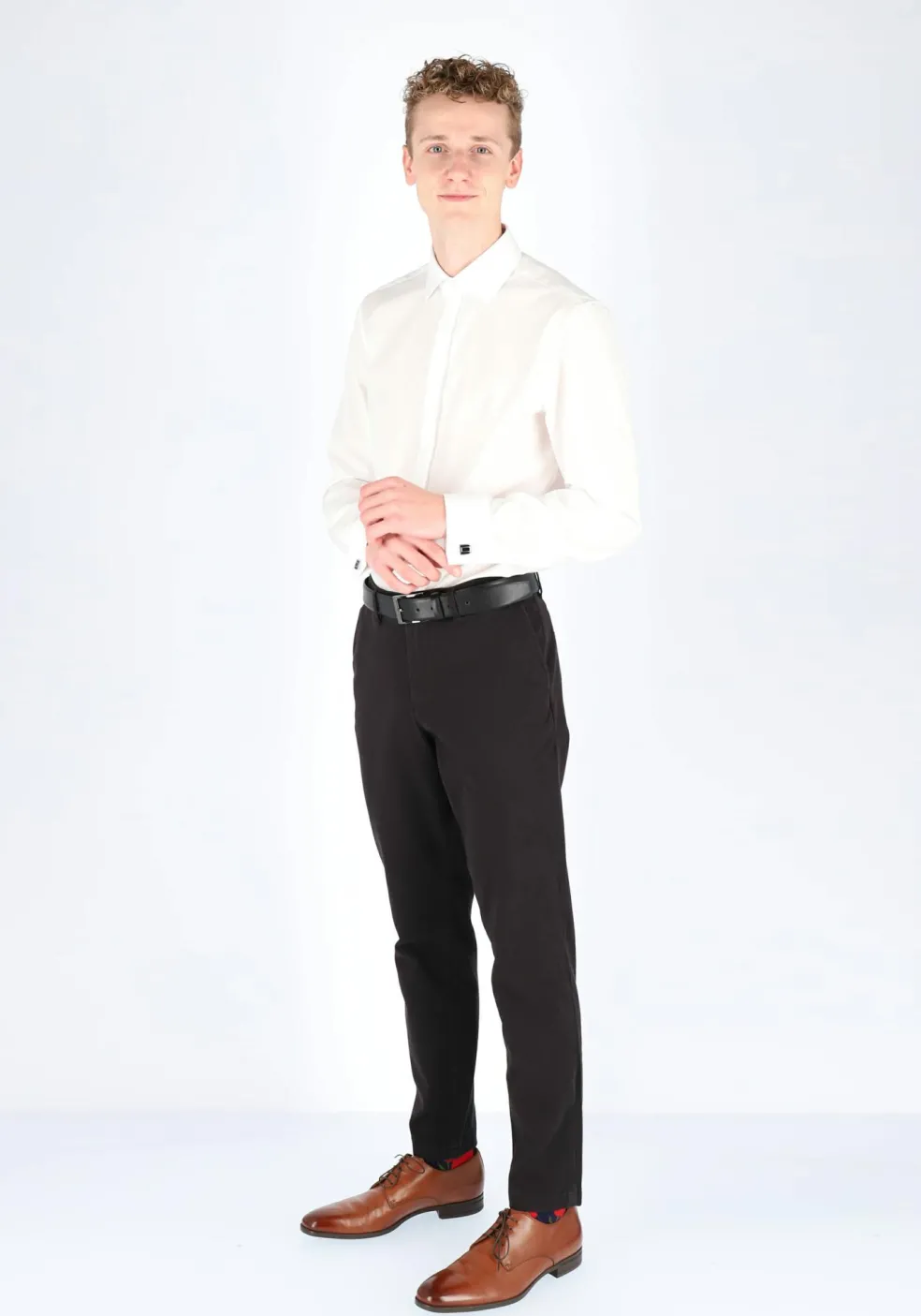 Seidensticker slim fit overhemd, dubbele manchet Kent kraag, wit