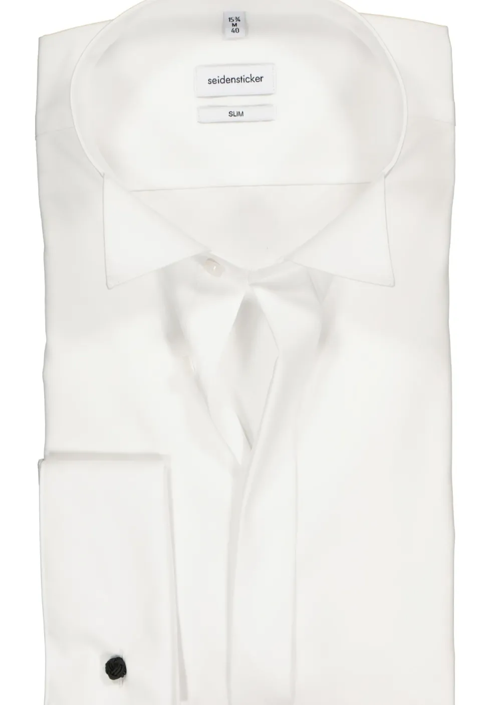 Seidensticker slim fit overhemd, dubbele manchet wing kraag, wit